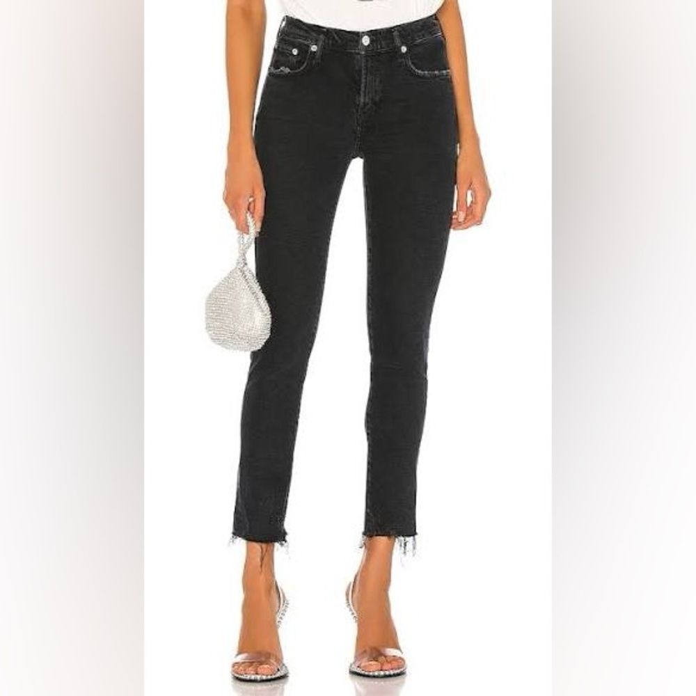 Agolde Women's Toni Mid Rise Straight Frayed Hem Ankle Jeans  |  Size: 27